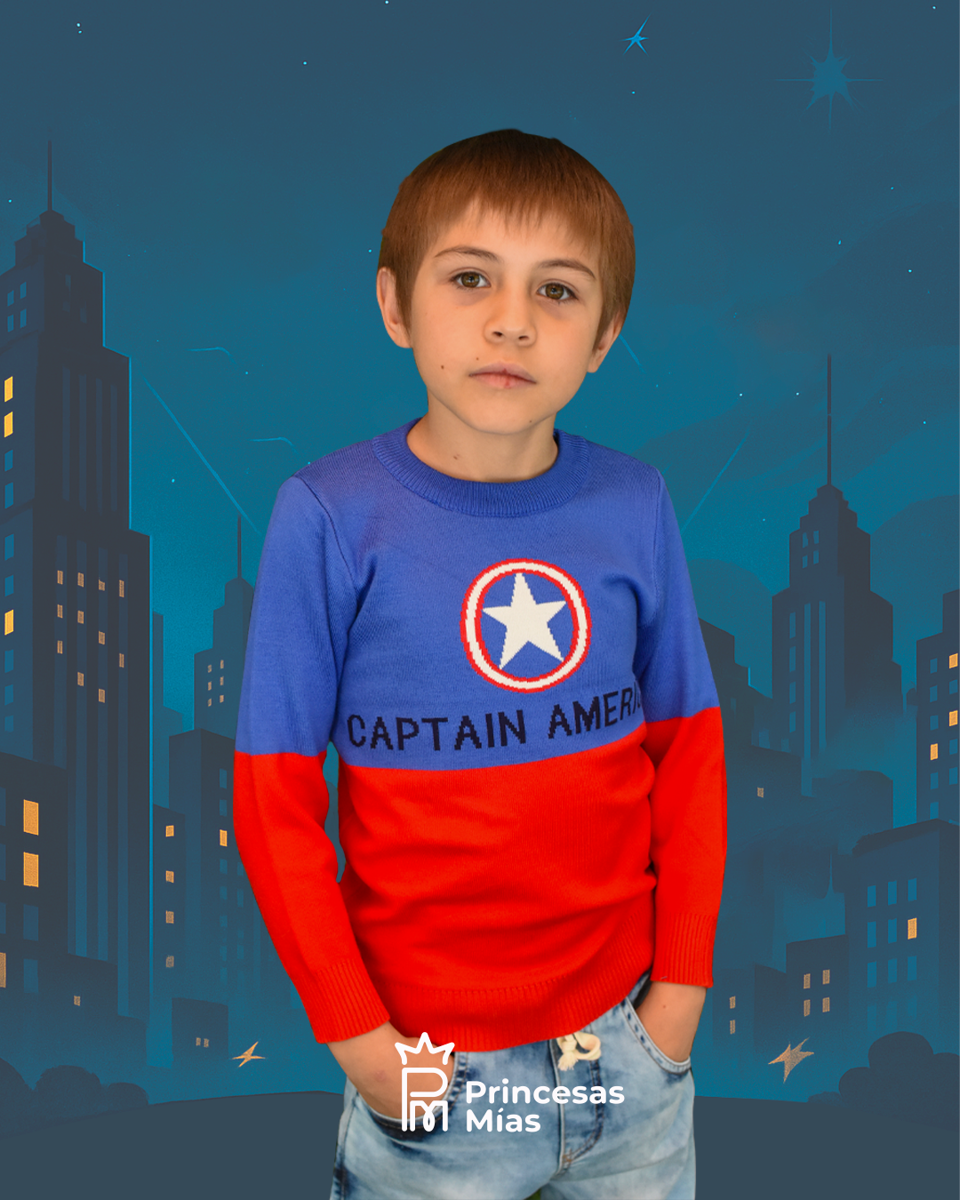 Suéter Infantil Captain America – Estilo Héroe Urbano 1024