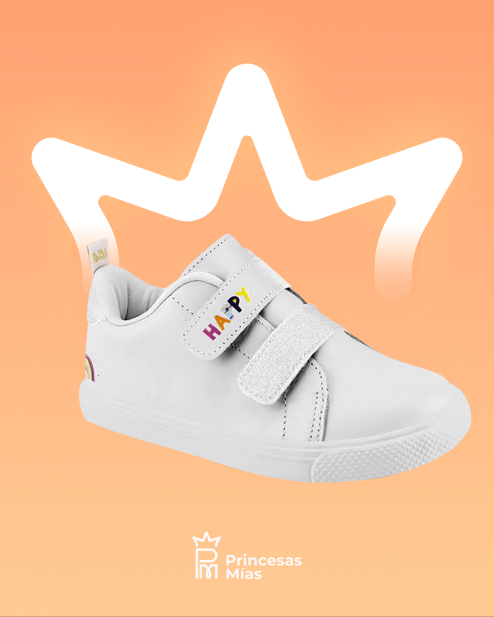 Tenis Infantil Bibi Happy Blanco – 100% Cuero y Doble Velcro 1046433