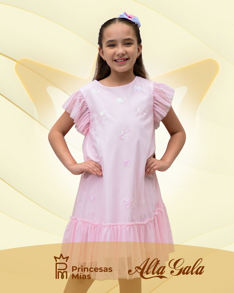 Vestido Rosa Alas de Mariposa 22112