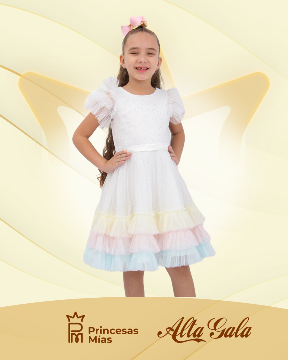 Vestido de Alta Gala Petit Cherie – Arcoíris Pastel 22242