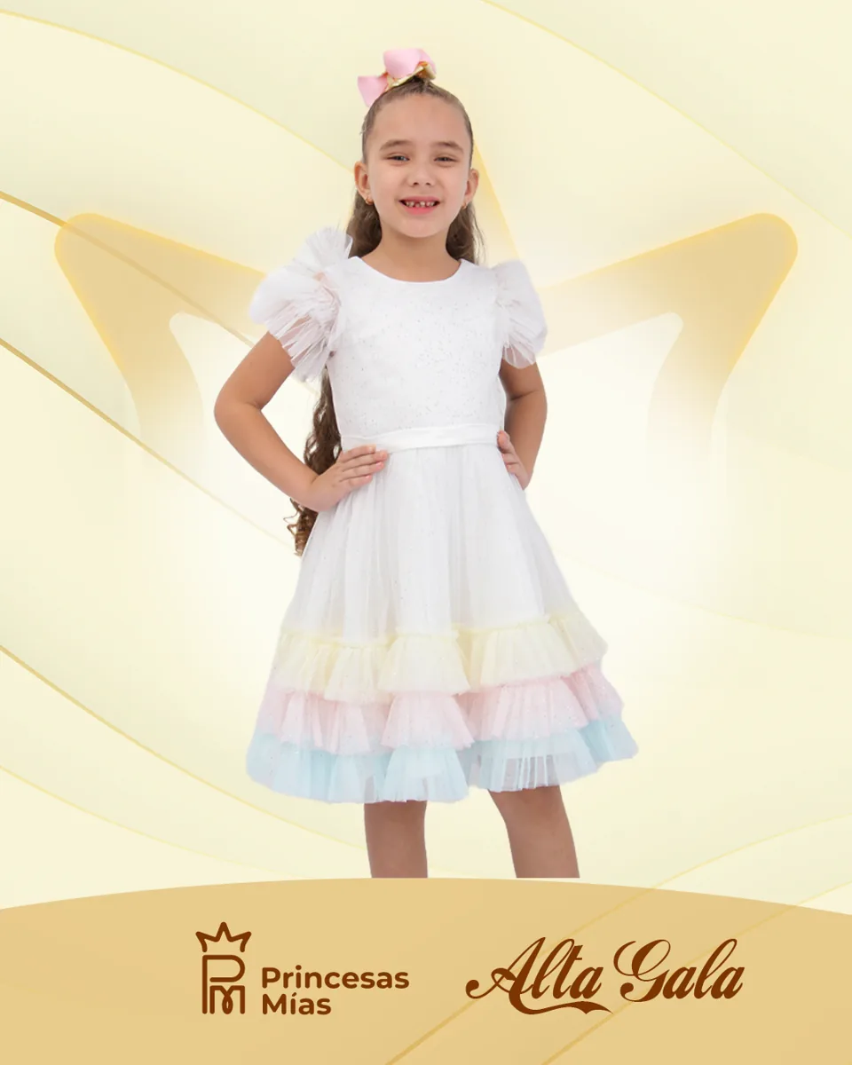 Vestido de Alta Gala Petit Cherie – Arcoíris Pastel 22242