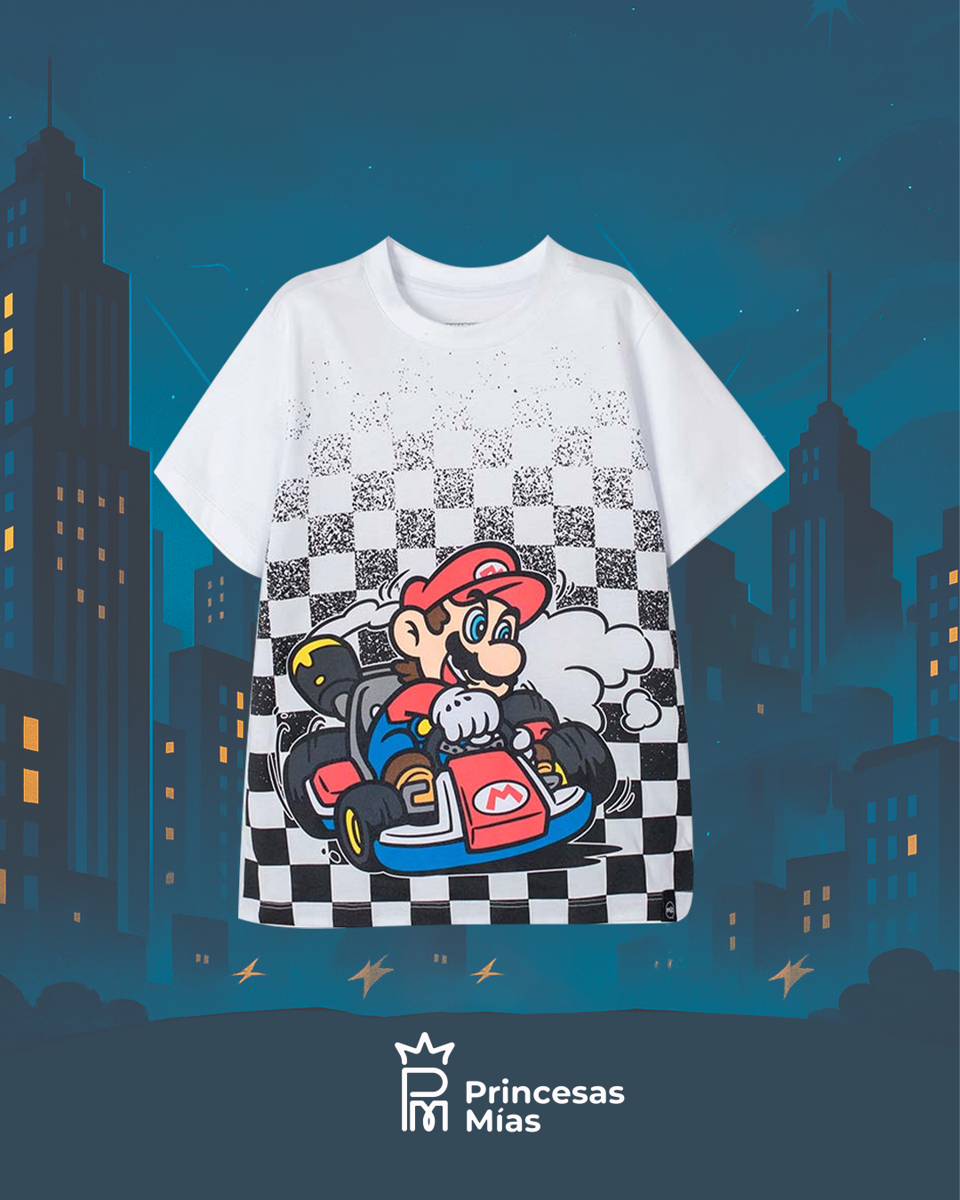 Remera Infantil Mario Kart – Estilo Carreras Retro 237598