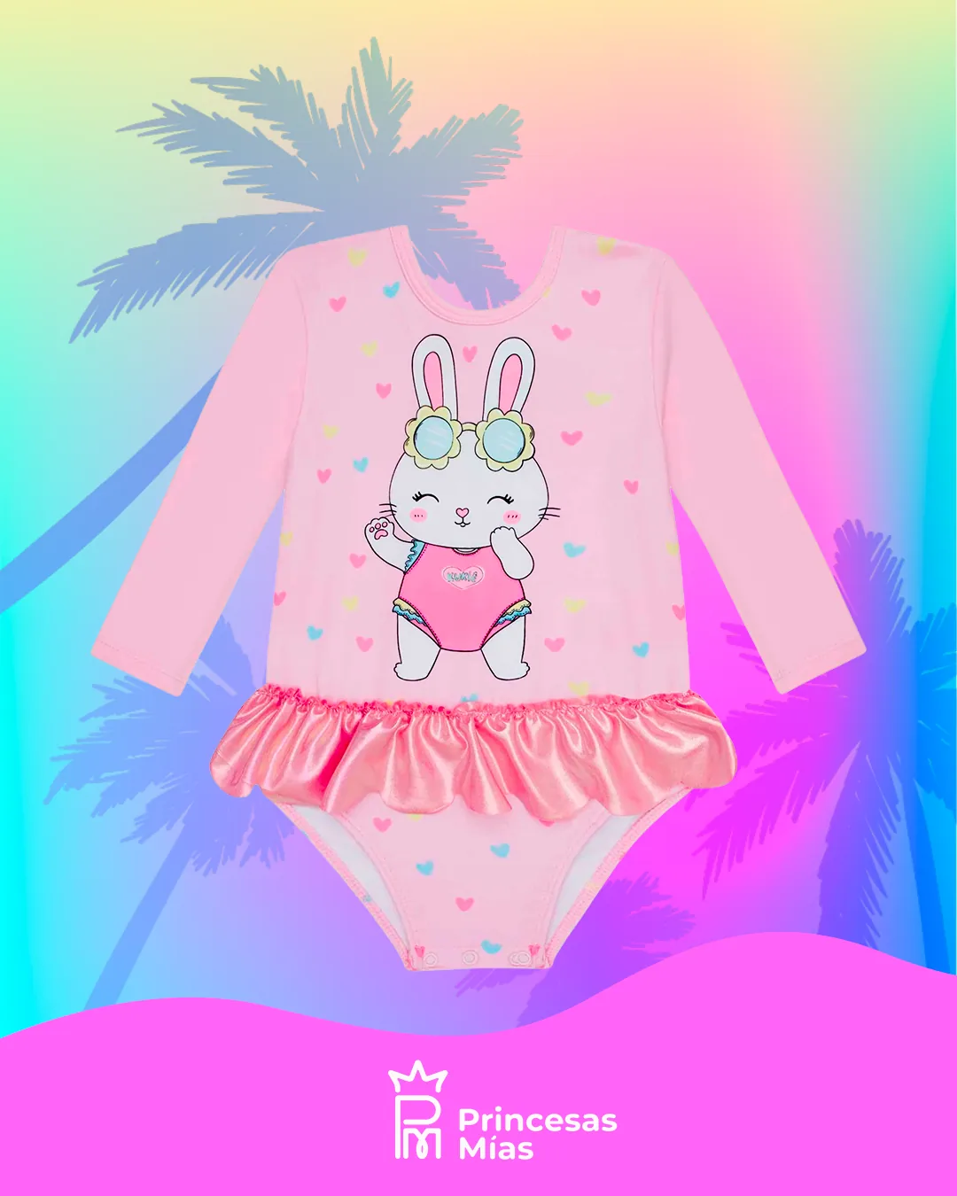 Traje de Baño UV50 Conejo con Tutu Rosa 52777