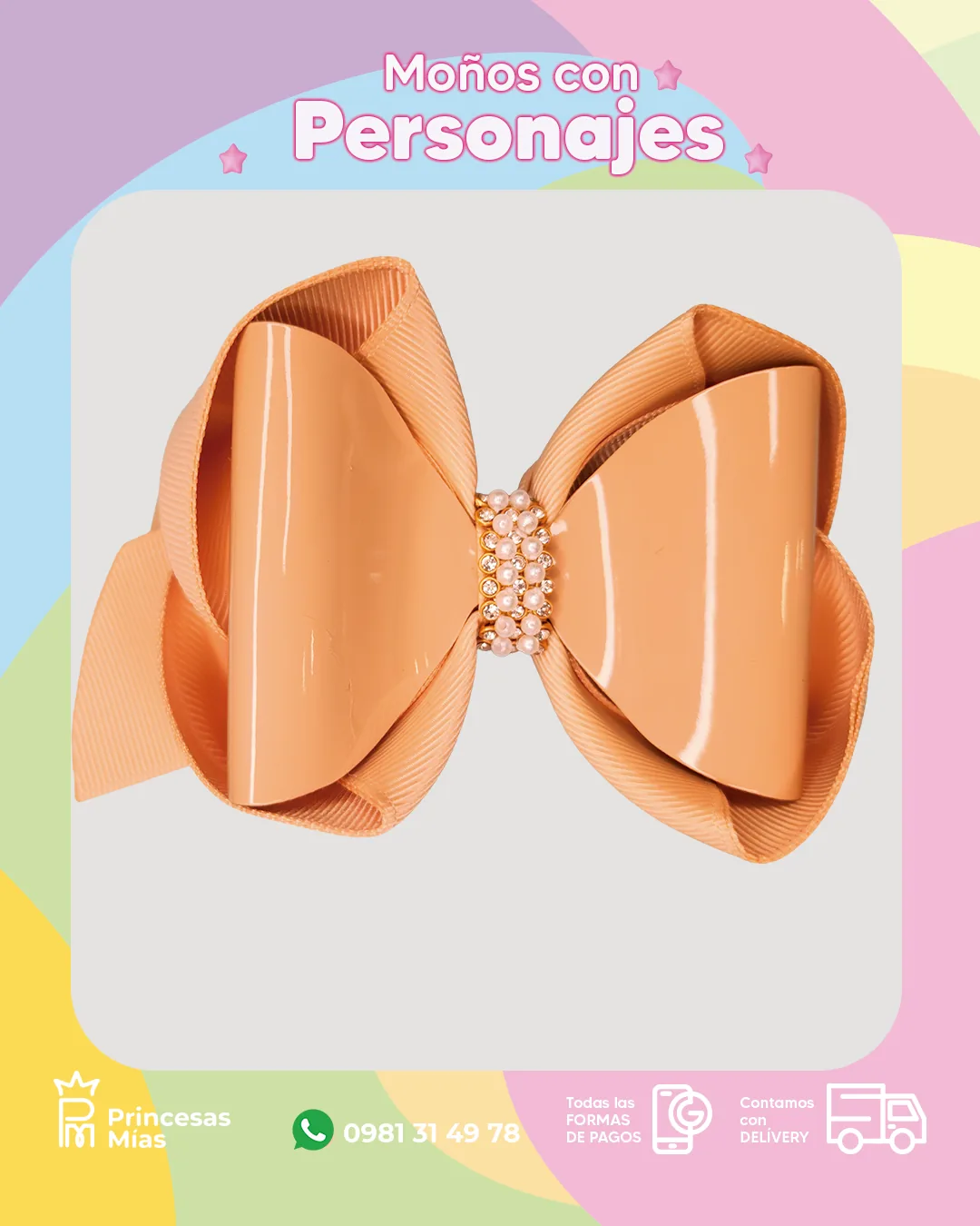 Moño Crema Glam ✨🎀1200-5