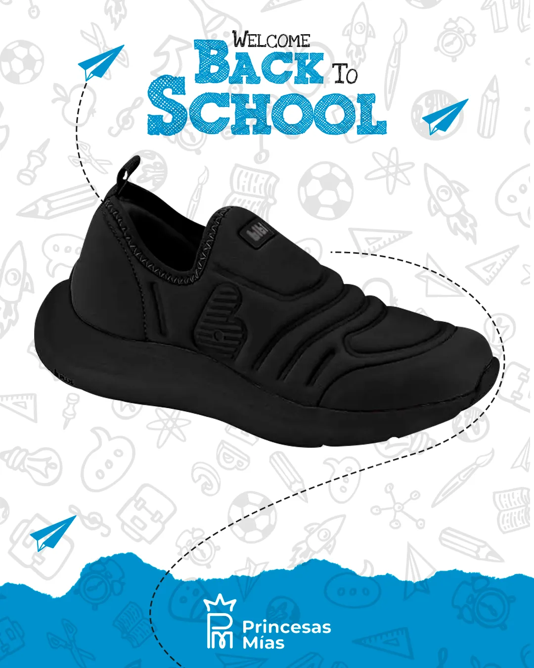 Tenis Bibi Action Infantil – Negro Total (Slip-On) 1167352