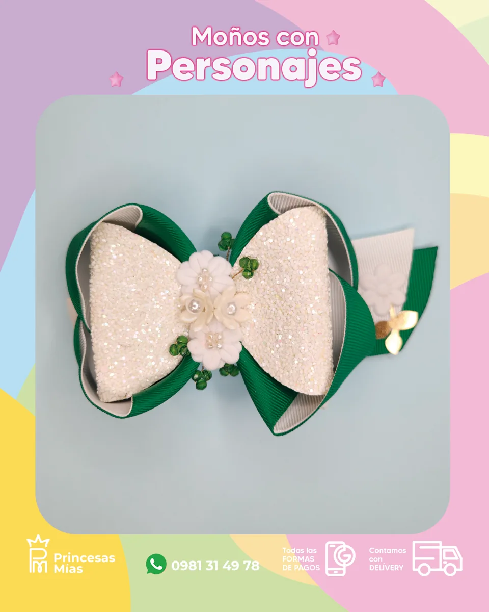 Moño verde esmeralda 💚1300-32